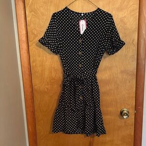 PatPat Black and White Polka Dot Mini Dress